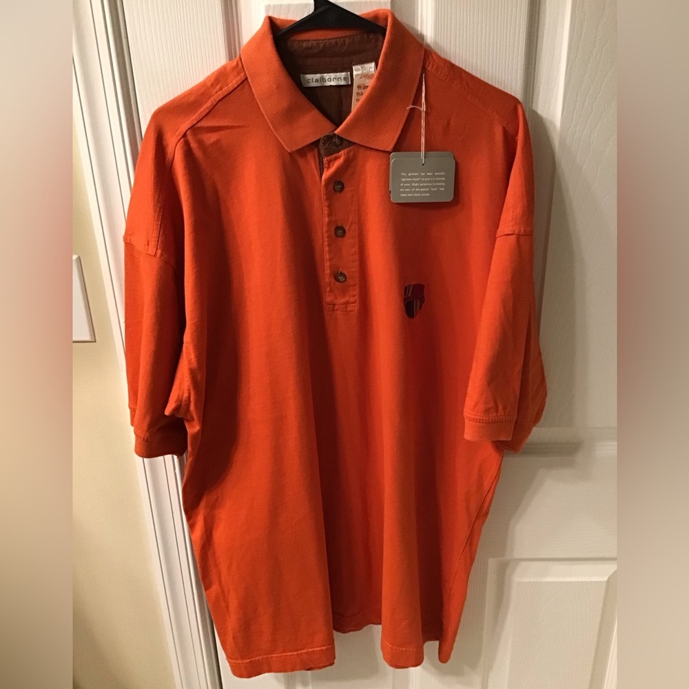 Vintage Y2K Claiborne Burnt Orange Polo XL Deadstock w/Tags